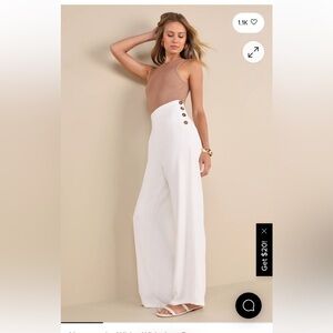 Oculus Two-Tone Wide Leg Jumpsuit in Tan and White